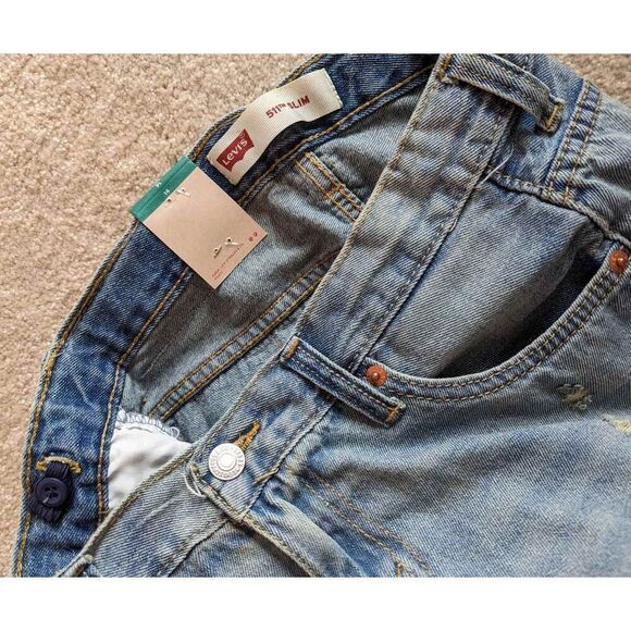 Levis Youth Denim 511 Waist 27 Sz 14R Distressed Short NWT - Picture 3 of 3